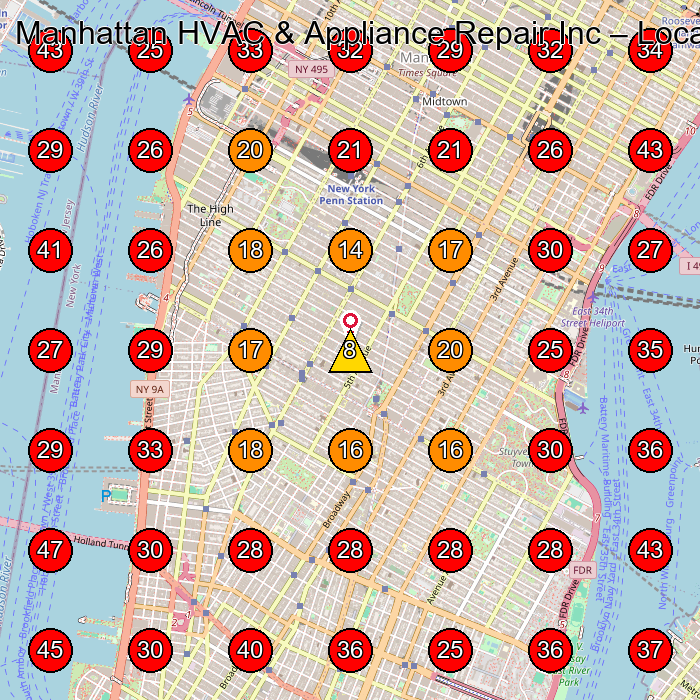 Manhattan HVAC & Appliance Repair Inc GeoGrid visibility map for Appliance Repair Service in Bronx
